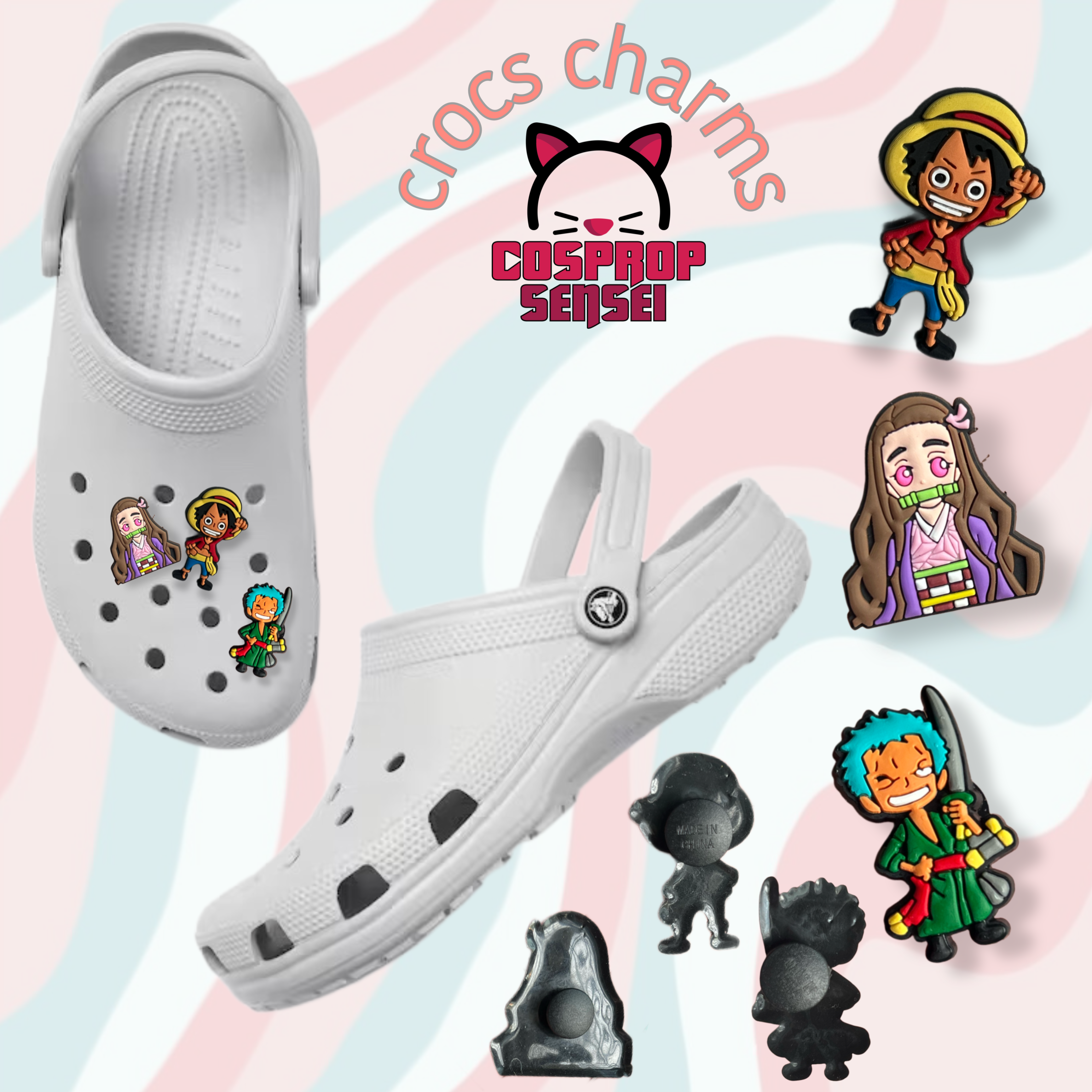 Anime Pirate Croc Jibbitz: Fun Character Shoe Charms for Fans
